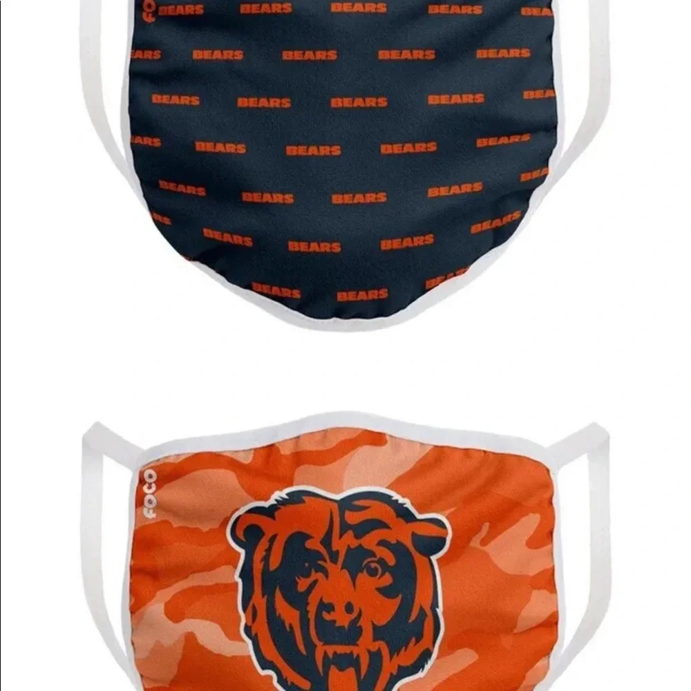 FOCO NFL CHICAGO BEARS CLUTCH 2 PACK FACE MASKS UNISEX ADULT NWT